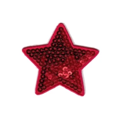 Red sequinned star iron-on patch