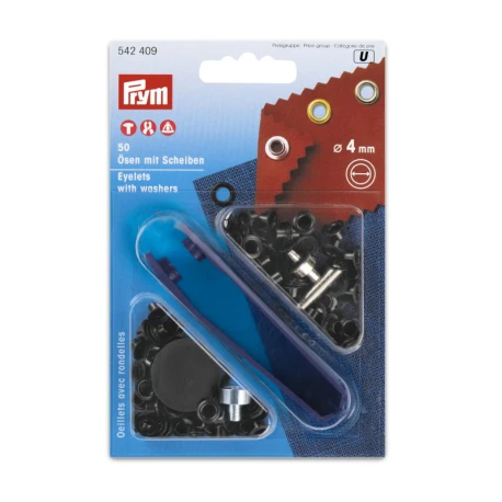 Occhielli con Rondelle diametro interno 4mm  colore nero - 542409 Prym