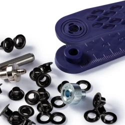 Eyelets with washers, internal diameter 4 mm, black colour - 542409 Prym