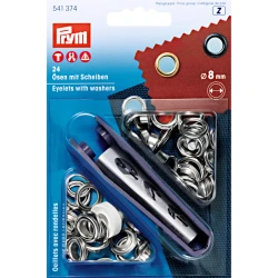 Eyelets with washers, inner diameter 8 mm, SILVER - 541374 Prym