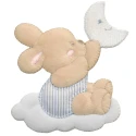 Bunny on cloud and moon embroidered pathc baby appliqué for blankets