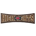 Scritta marrone logo Highlights 68 applicazione patch ricamata e termoadesiv