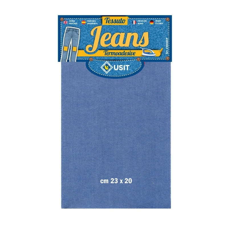 Saldastrappi Termoadesivo Marbet 40x15 Cm - Cotone Jeans Nero, Per Rammendo