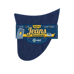 Heat-adhesive denim crotch patch for jeans repair