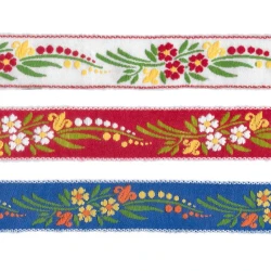 Passamaneria nastro gallone Tirolese ricamo fiori 25mm - Petri e Grossi