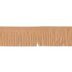 Beige suede-effect faux leather fringe with decorative trimmings 4cm