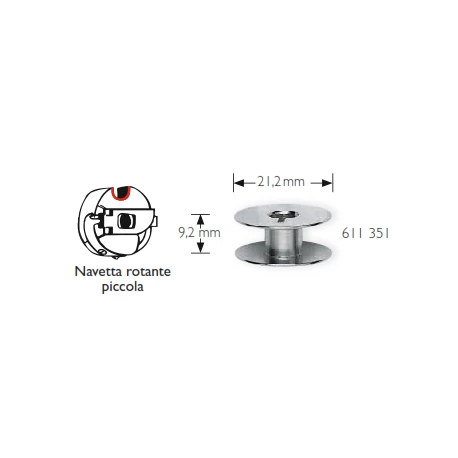 Bobine per navetta rotante diametro 21,2 mm altezza 9,2 mm - 611351 Prym