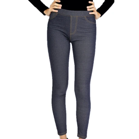 Winter fleece jeggings with denim jeans effect