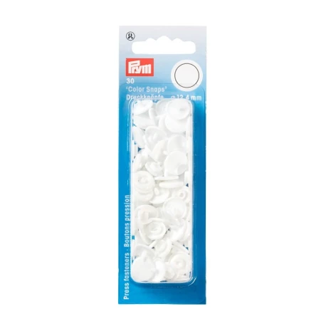 Prym Colour Snaps 12.4mm white non-sew press studs