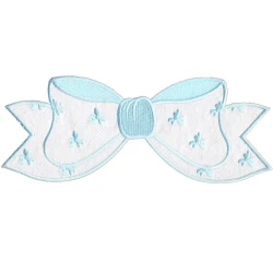 Fiocco grande celeste applicazione Baby ricamata e termoadesiva per copertine