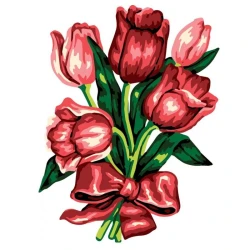 Half-stitch kit tulip bouquet with bow - complete set with needle and yarns 3045K by Collection D'Art 2