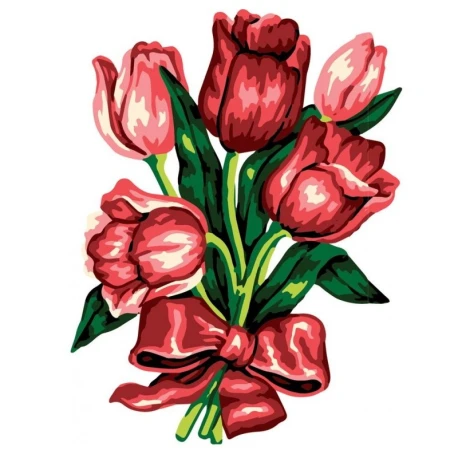 Kit Mezzopunto mazzo di tulipani con fiocco - set completo di ago e fili 3045K by Collection D'Art