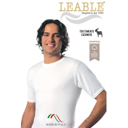 Leable men's short sleeve fleece cotton thermal T-shirt