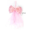 Coccarda fiocco nascita rosa con code in tulle e stelline
