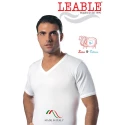 Maglia uomo a manica corta con scollo a V in Lana e Cotone Leable