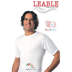Maglia uomo a manica corta Girocollo in Lana e Cotone Leable
