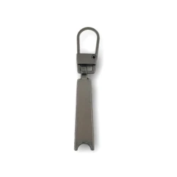 Slightly triangular bar zip puller with hook