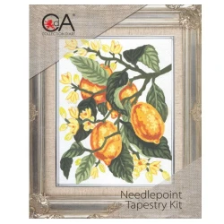 Lemon and Flower Half Stitch Kit with needle and yarns