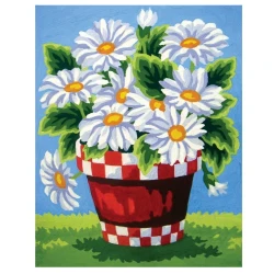 Kit Mezzopunto vaso di margherite - set completo di ago e fili by Collection D'Art
