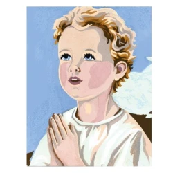 Cherub half stitch needlepoint kit with needle and yarns