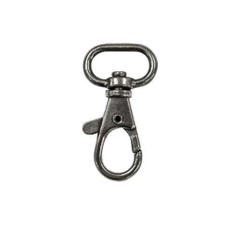 Gancio o moschettone a molla misura passo 20mm lunghezza 39mm colore grigio dcuro canna di fucile - FF144 Benox