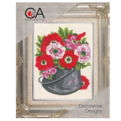Anemone vase half stitch needlepoint kit