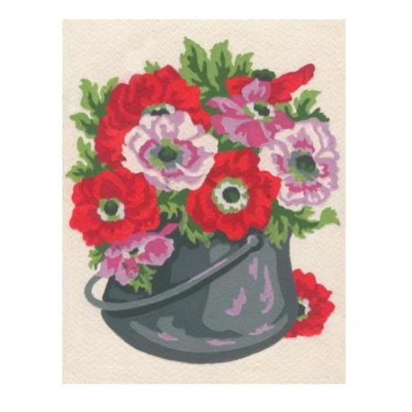 Kit Mezzopunto vaso di anemoni - set completo di ago e fili by Collection D'Art