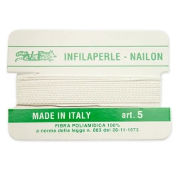 Infilaperle in Nylon con ago integrato misura 5 diametro 0,7mm