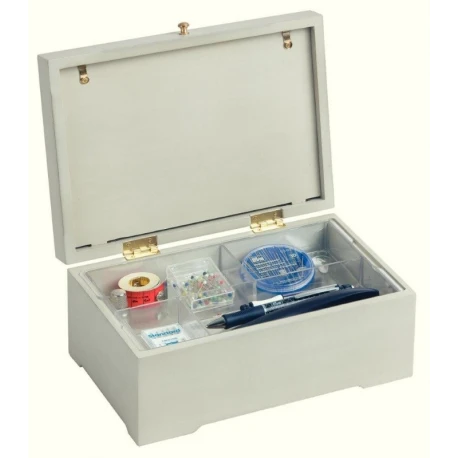 Workbox, white wood, antique style with glass front - 612532 Prym