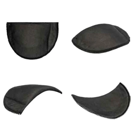 Non-deformable anatomic crescent-shaped shoulder pads for inset sleeves