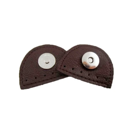 Genuine leather crescent magnetic snap closure