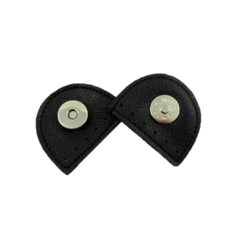 Genuine leather crescent magnetic snap closure