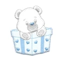 Cute bear in box, embroidered iron-on Baby appliqué
