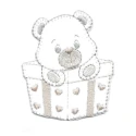 Cute bear in box, embroidered iron-on Baby appliqué