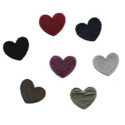 Small embroidered heart iron-on patch - heat-activated