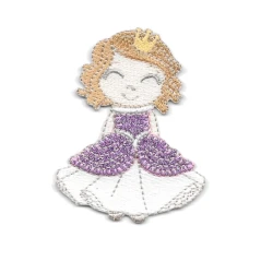 Embroidered glitter ballerina princess iron-on patch 2