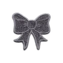 Glitter embroidered bow iron-on patch for girls