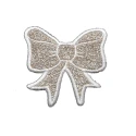 Glitter embroidered bow iron-on patch for girls