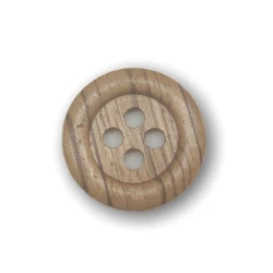 35mm Large, round natural wooden button with 4 holes