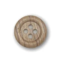 35mm Large, round natural wooden button with 4 holes