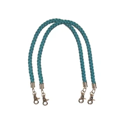 Manici per borse in ecopelle intrecciata con moschettoni colore ottanio - MA130 Mas