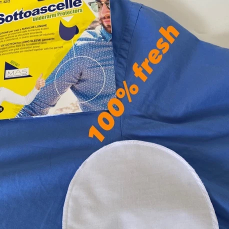 Cotton underarms shield for long-sleeved garments