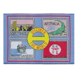 Toppa patch vintage anni 80 Postcard discover the world
