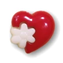 Bottone decorativo a forma di Cuore rosso con fiore