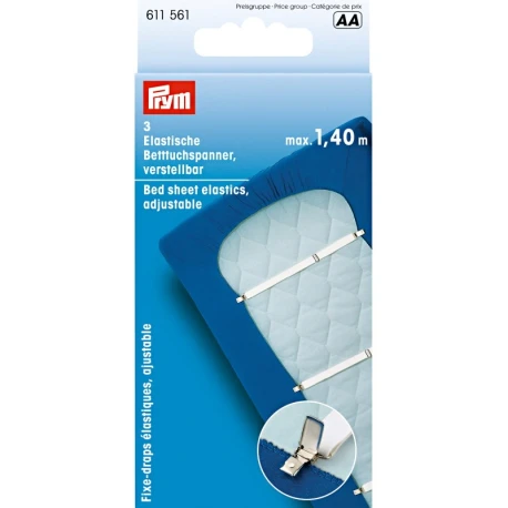 Bed sheet elastics, for the under side of the mattress - set of 3 pieces - 611561 Prym