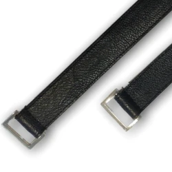 Genuine leather bag handles 40 cm with silver connector 2