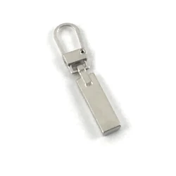 Rectangular flat zip puller with openable hook attachment