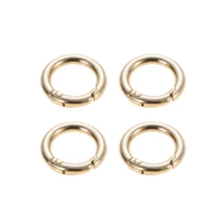 Small round opening snap hooks with spring safety Ø 2.3cm - 4 Pieces gold