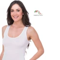 Canottiera bianca Spalla Larga e bordo in raso in Cotone Leable