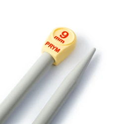 Single-pointed knitting needles, plastic, 40cm, 9.00mm, grey - 218231 Prym